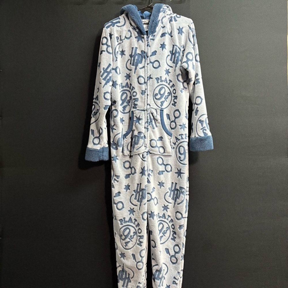 Harry Potter Hooded One Piece Pajama Wizarding World Fleece Pjs M Hogwarts Cozy